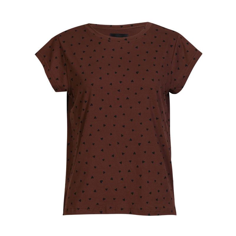 Alma U T-shirt Brown Black Hearts