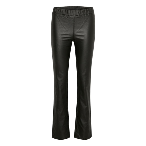 ADA FLARED PANTS BLACK DEEP

Sorte coatede leggings med flared ben fra&nbsp;Kaffe. Drømmer du om skindbukser, men er økonomien ikke lige til det, er her et rigtig godt bud på en prisvenlig udgave. Ada coated leggings ligner på afstand, stramme skindbukser, men koster kun en brøkdel og samtidig er de virkelig behagelige at have på.

Leggingsen&nbsp;er allround - hverdag og fest - med stiletter, støvler eller sneaks - som buks eller som leggings under kjoler og tunikaer. Vi medgiver disse jeans vores varmeste