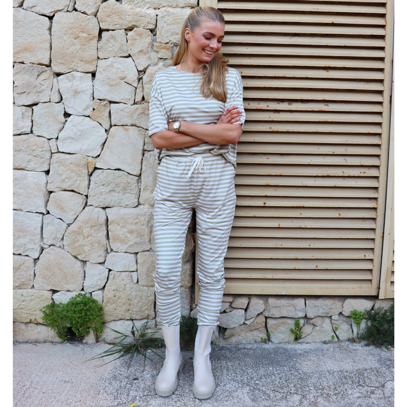 Alma Pants Sand/Ivory Stripe (Kampagne. Afsendes midt uge 41)