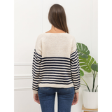 Alma striped knit w. heart navy