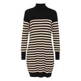 Astrid Striped Roll-Neck Dress Black/Feather Gray Melange Stripe (Pre-ordre. forventet levering start uge 35)