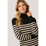 Astrid Striped Roll-Neck Dress Black/Feather Gray Melange Stripe (Pre-ordre. forventet levering start uge 35)