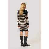 Astrid Striped Roll-Neck Dress Black/Feather Gray Melange Stripe (Pre-ordre. forventet levering start uge 35)
