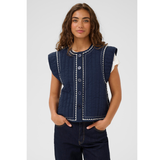 Berglind Embroidery Waistcoat Dress Blues