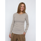 Eike LS Shirt 16453 Striped Cream Brown