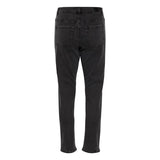 Klassiske sorte jeans med sten de har almindelig knap lynlås og smalle ben set bagfra