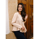 Fie LS Frill Blouse Champagne