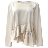 Fie LS Frill Blouse Champagne