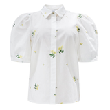Flora SS Blouse Offwhite Embroidery