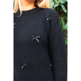 Fro Bow Pullover Black Silver Bow