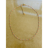 Halskæde med orange perler guld V54-1700-350-Orange