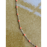 Halskæde med orange perler guld V54-1700-350-Orange