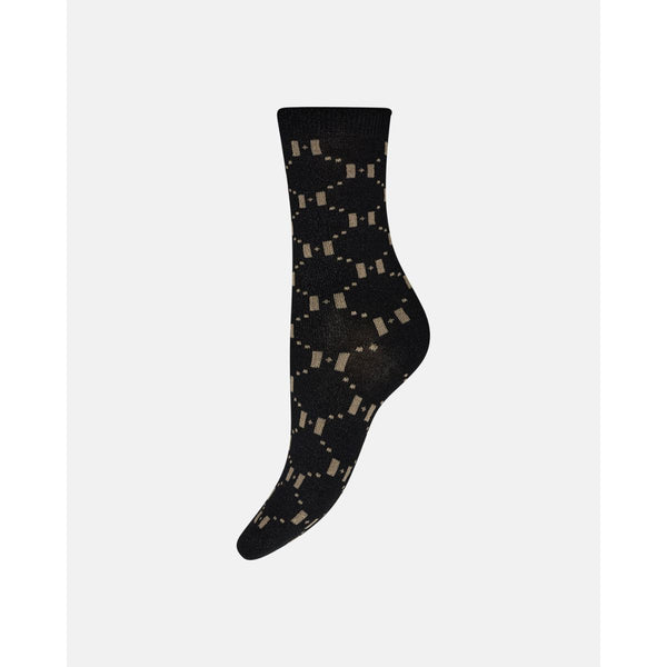 HYPE THE DETAIL SOCKS W/LUREX H DEN BLACK

Smart strømpe fra Hype the detail. På strømperne er der guld "H" og guld prikker som gennemgående træk på hele strømpen, samt glimmer

H i guld og med guld prikker
Farven er sort med guld&nbsp;

Størrelsesguide: Strømperne er onesize og passer fra str. 37-41.&nbsp;