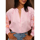 Freja Striped Blouse Fuschia Orange