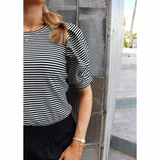Win Puff T-shirt Black Creme Small Stripe