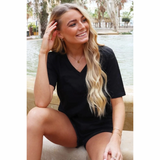 Ulla SS V-neck T-shirt Black