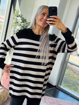 Pull Knit Dress Striped Black / Beige