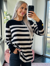 Pull Knit Dress Striped Black / Beige