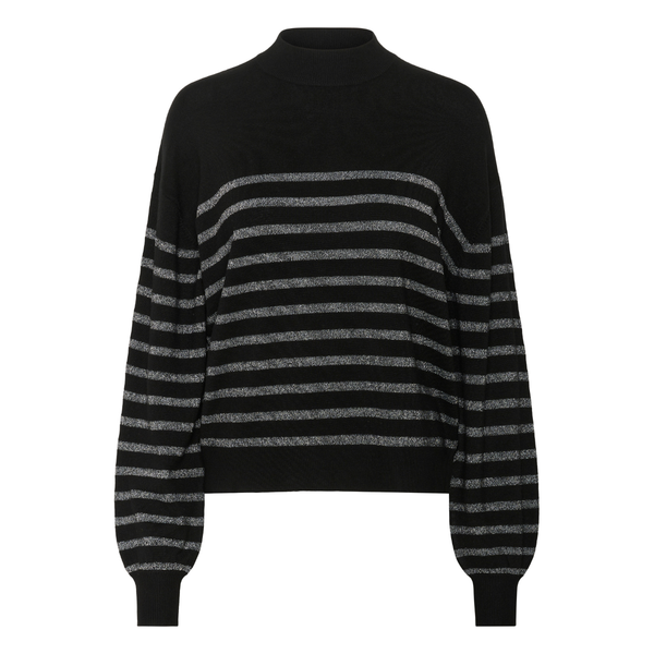 Lizz Turtleneck Pullover black silver stripe