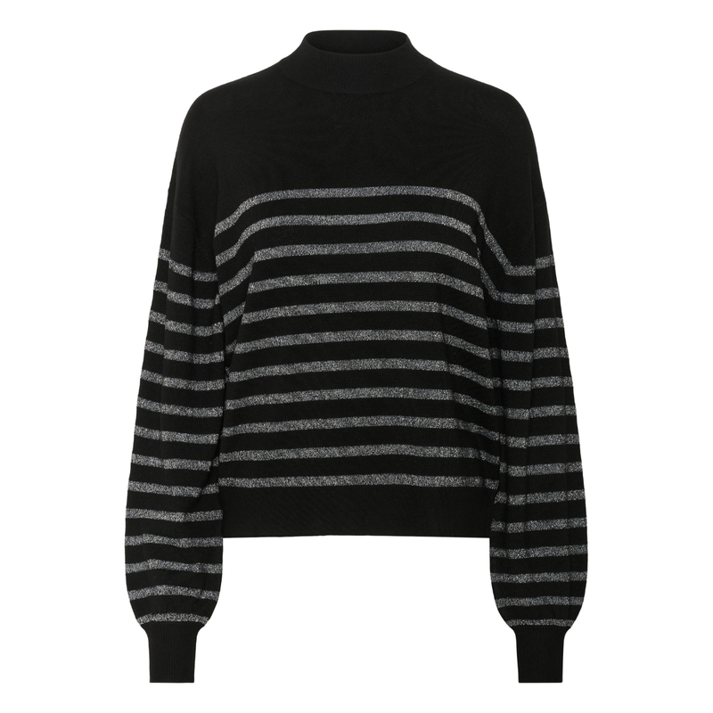 Lizz Turtleneck Pullover black silver stripe