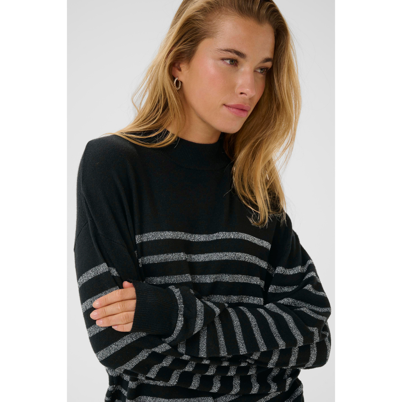 Lizz Turtleneck Pullover black silver stripe