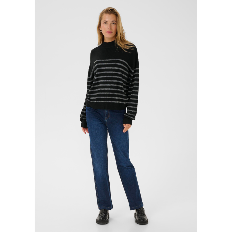 Lizz Turtleneck Pullover black silver stripe