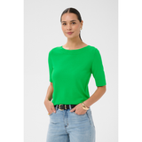 Lizza Boatneck Solid Pullover Bright Green