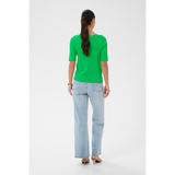 Lizza Boatneck Solid Pullover Bright Green