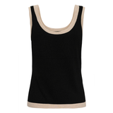 Lizza Contrast Knit Top Black Deep