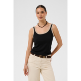 Lizza Contrast Knit Top Black Deep