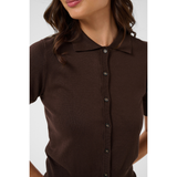 Lizza Polo Cardigan Coffee Bean