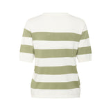 Lizza striped knit chalk/ oil green wide stripe