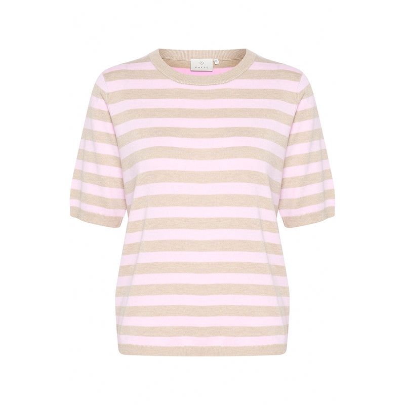 Lizza striped knit feather gray melange/ pink