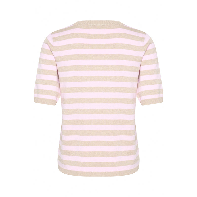 Lizza striped knit feather gray melange/ pink