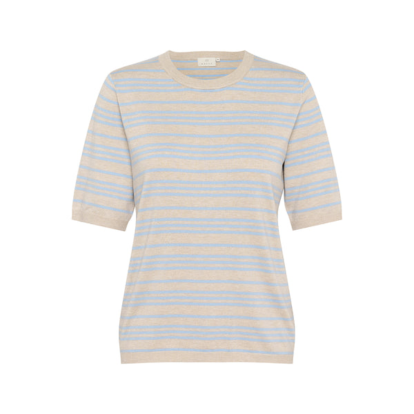 Lizza striped knit soft chambray/ feather gray stripe