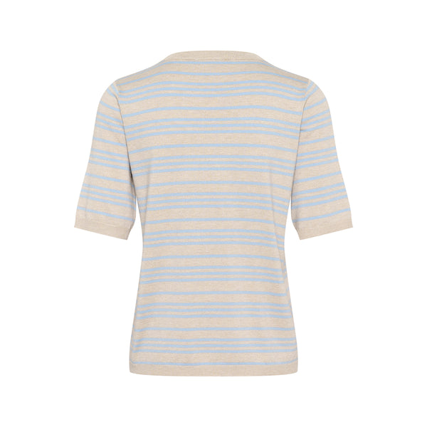 Lizza striped knit soft chambray/ feather gray stripe