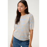 Lizza striped knit soft chambray/ feather gray stripe