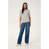 Lizza striped knit soft chambray/ feather gray stripe