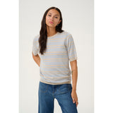 Lizza striped knit soft chambray/ feather gray stripe