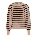 Lizzy stripe knit pullover feather gray/ black stripe