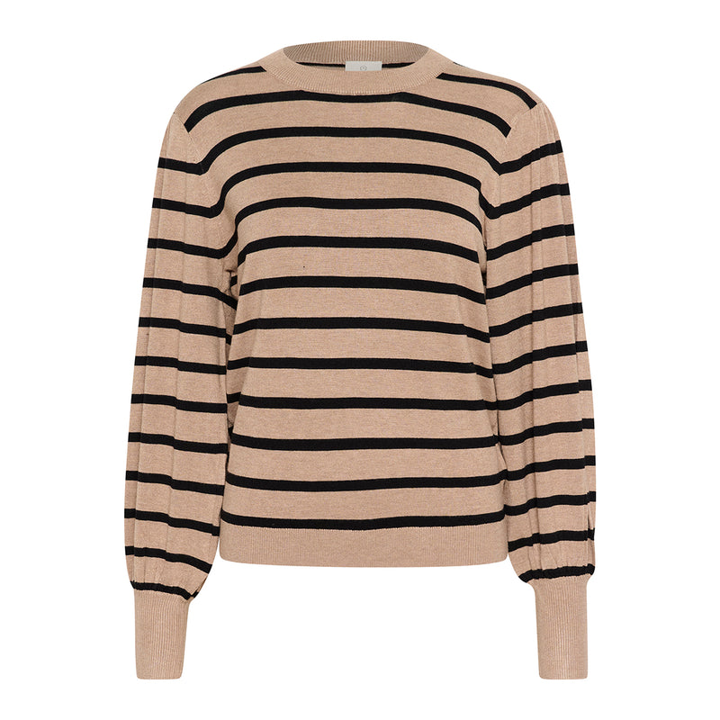 Lizzy stripe knit pullover feather gray/ black stripe