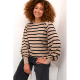 Lizzy stripe knit pullover feather gray/ black stripe
