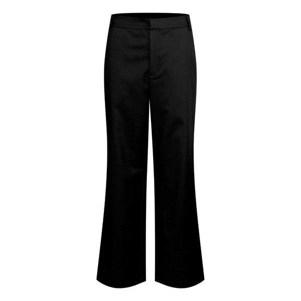 LORAINE WIDE PANTS BLACK DEEP  Fine højtaljede bukser fra Kaffe. Loraine wide pants har elastik og et fast stykke i livet, skrålommer og paspel lommer bagpå. De har lige ben med vidde.   Elastik i livet, skrålommer og paspel lommer Farven er sort Fuld benlængde Almindelig pasform  Størrelsesguide: Loraine wide pants er normal i størrelsen.&nbsp;