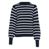Lizzy stripe knit pullover midnight marine/ chalk stripe
