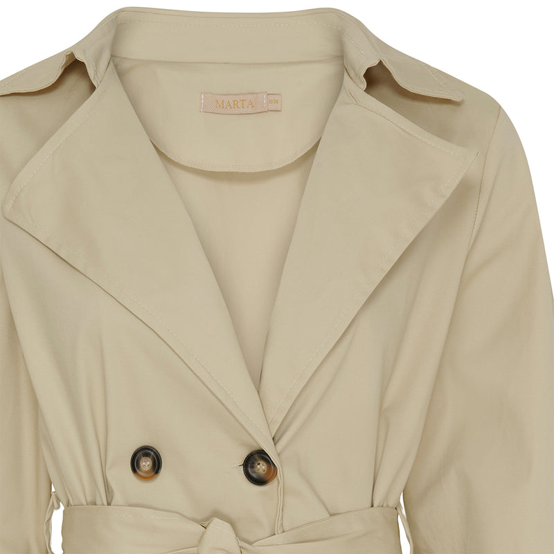 Klassisk beige farver trenchcoat i mellem længde