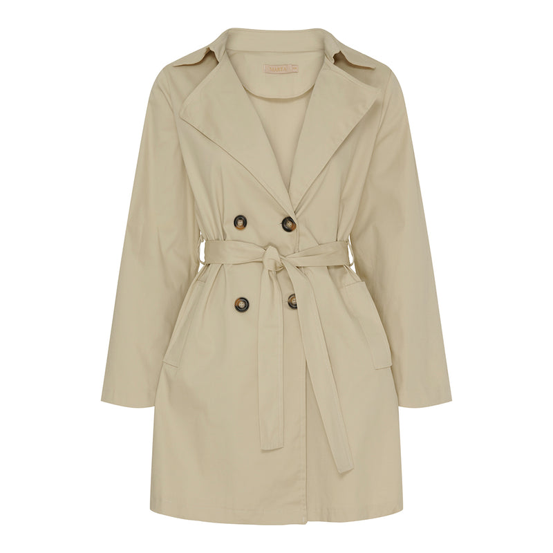 Klassisk beige farver trenchcoat i mellem længde