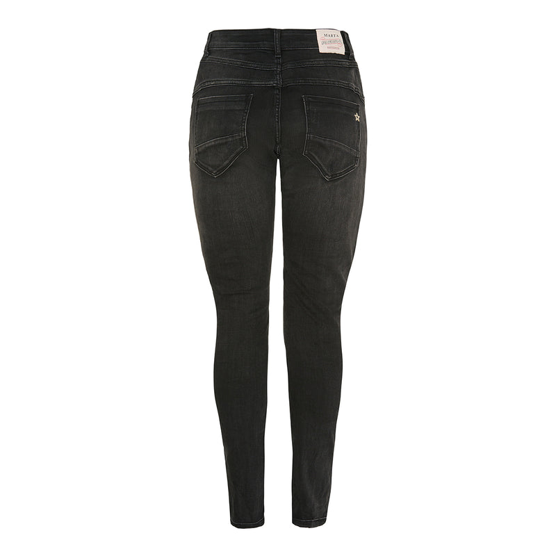 sort grå jeans med slid og synlige knapper fra marta
