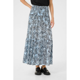 Maxi Smock Skirt Blue Leaf Print