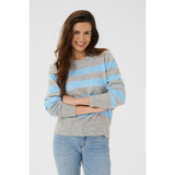 Niel Striped Pullover Light Grey Mel./Blue Melange