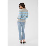 Niel Striped Pullover Light Grey Mel./Blue Melange